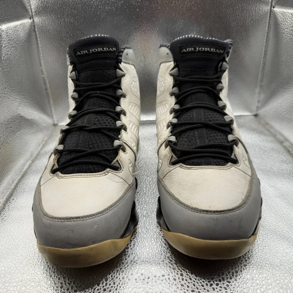 Size 10.5 Air Jordan 9 Retro Barons White Black Mid Top Mens Sneakers 302370-106